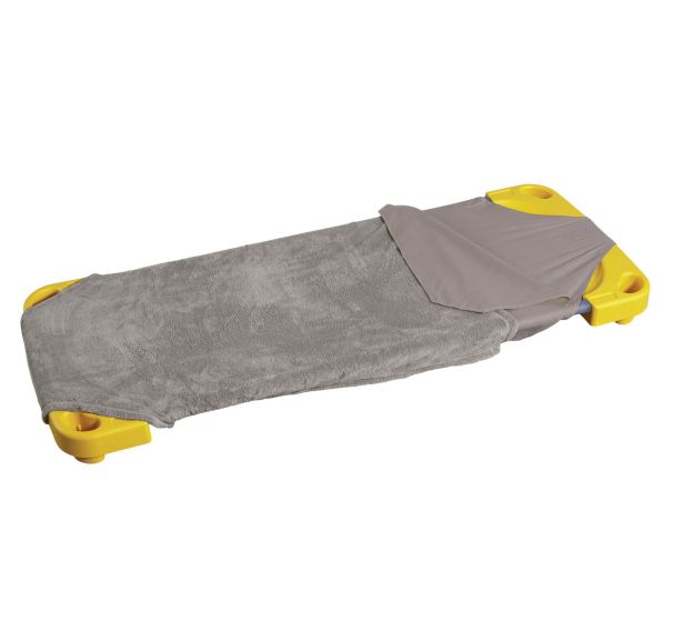 Lot de 3 draps sacs pour couchette en éponge stretch, coloris gris perle