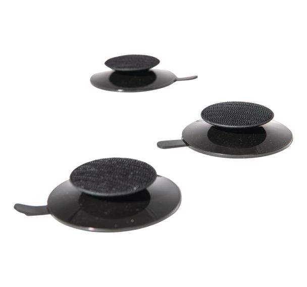 Lot de 3 fixations ventouse pour surface vitrée et velcro noir