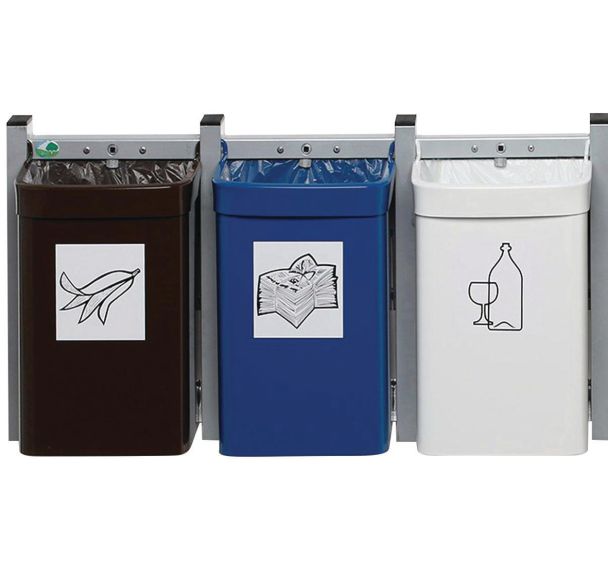 Lot de 3 poubelles 15 L City coloris panachés Marron/blanc/bleu