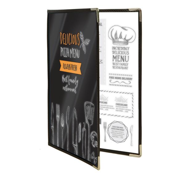 Lot de 3 protège menus en plastique et métal A4