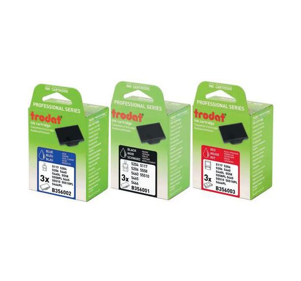 Lot de 3 recharges pour tampon/dateur Trodat - Noir - 5117/5206/5460