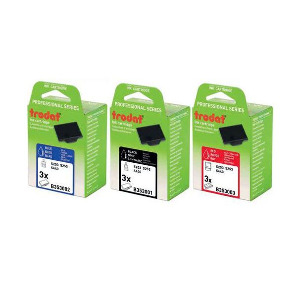 Lot de 3 recharges pour tampon/dateur Trodat - Noir - 5203/5253/5440