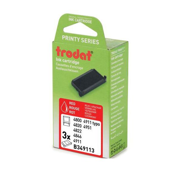 Lot de 3 recharges pour tampon/dateur Trodat - Rouge - 4820/4911/5206