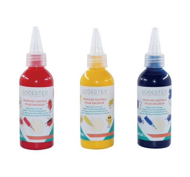 Lot de 3 recharges pour tampon encreur, couleurs primaires