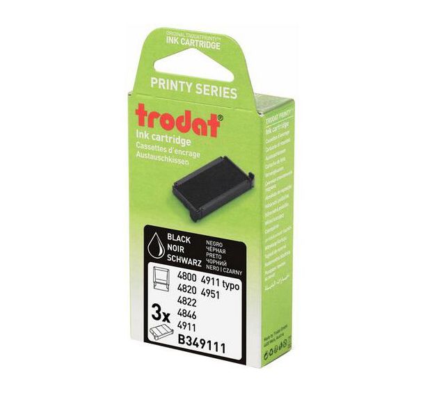 Lot de 3 recharges pour tampon et dateur Trodat - Noir - 4820/4911