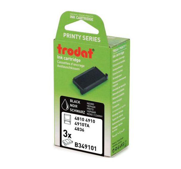 Lot de 3 recharges pour tampon et dateur Trodat - Noir - 4910