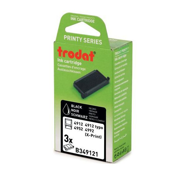 Lot de 3 recharges pour tampon et dateur Trodat - Noir - 4912/4992