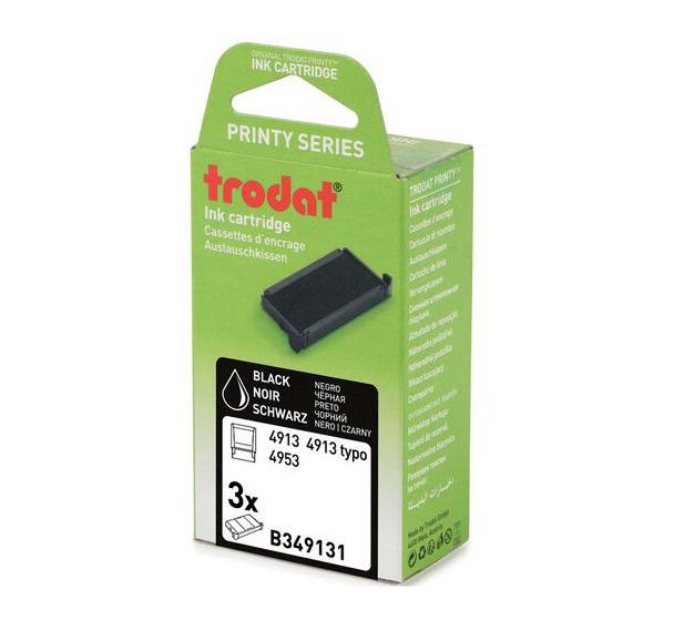 Lot de 3 recharges pour tampon et dateur Trodat - Noir - 4913