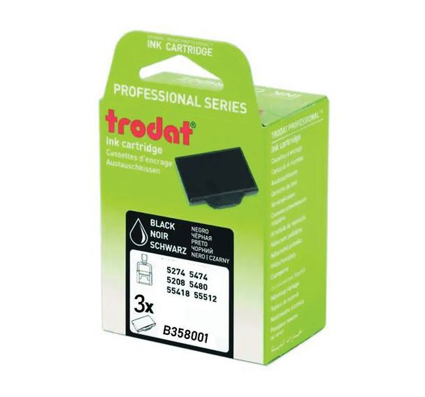 Lot de 3 recharges pour tampon et dateur Trodat - Noir - 5208