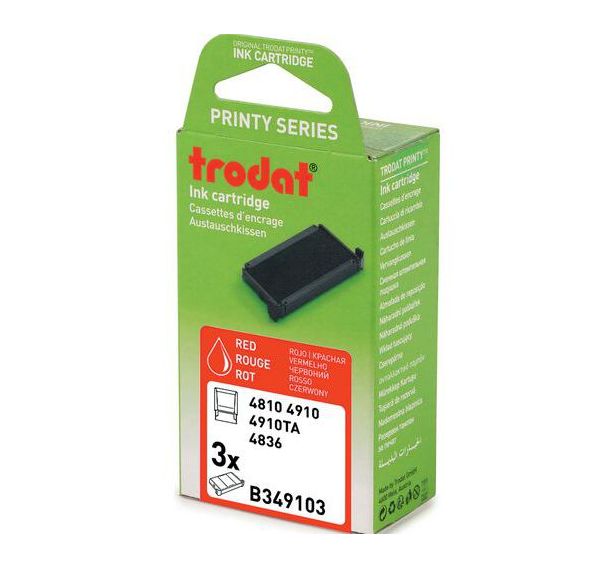 Lot de 3 recharges pour tampon et dateur Trodat - Rouge - 4910