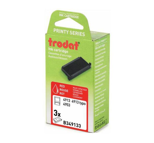 Lot de 3 recharges pour tampon et dateur Trodat - Rouge - 4913