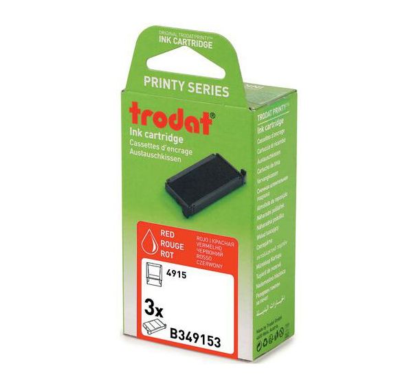 Lot de 3 recharges pour tampon et dateur Trodat - Rouge - 4915