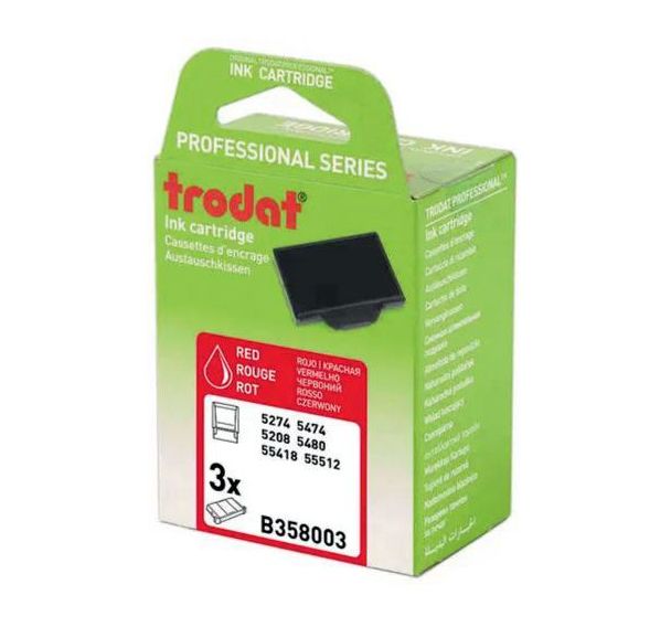 Lot de 3 recharges pour tampon et dateur Trodat - Rouge - 5208