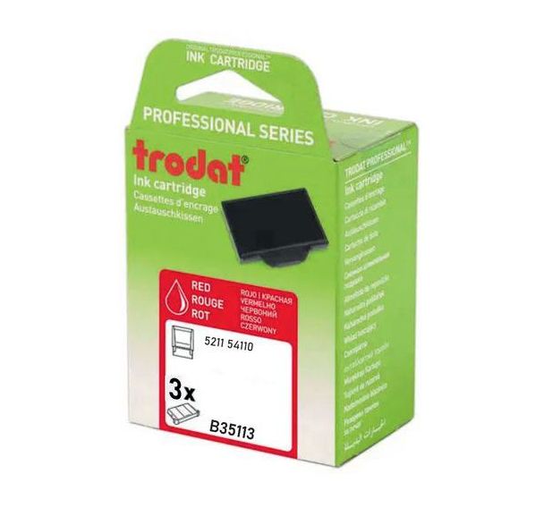 Lot de 3 recharges pour tampon et dateur Trodat - Rouge - 5211/54110