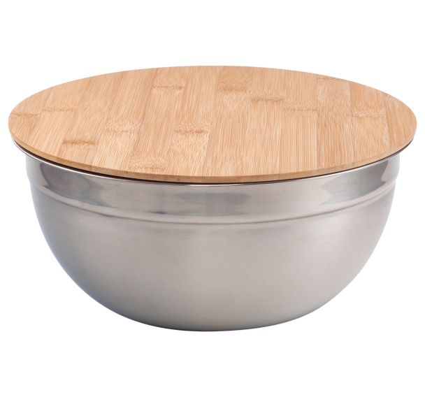 Lot de 3 saladiers inox avec couvercle Plastorex