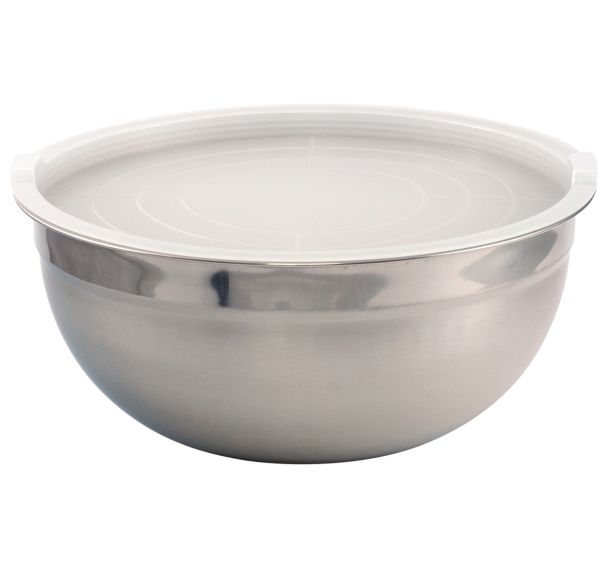 Lot de 3 saladiers inox avec couvercle polypropylène Plastorex