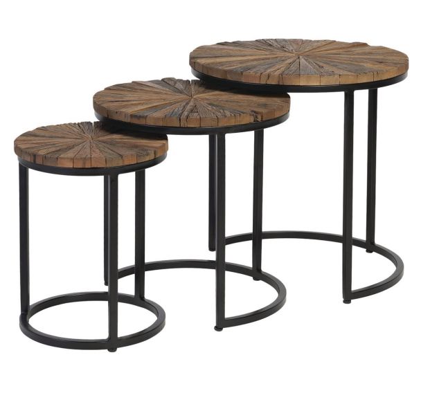 Lot de 3 tables gigognes plateau bois Nakul