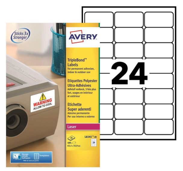 Lot de 480 Étiquette ultra adhésive 63,5 x 33,9 mm