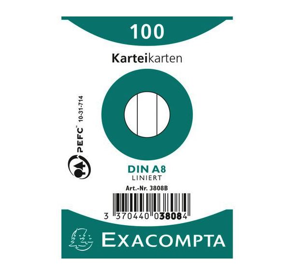 Lot de 48 Paquet 100 fiches sous film bristol ligné 55x74mm