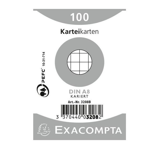 Lot de 48 Paquet 100 fiches sous film bristol quadrillé 55x74mm