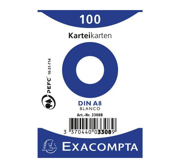 Lot de 48 Paquet 100 fiches sous film bristol uni 55x74mm