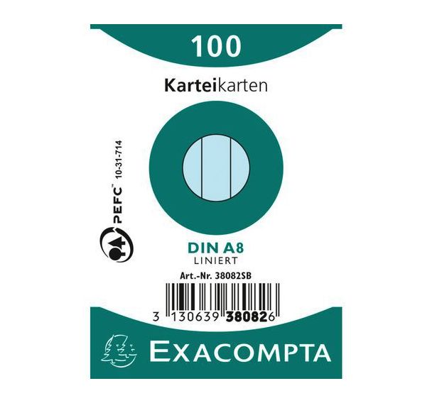 Lot de 48 paquets 100 fiches filmées ligné non perforé 55x74mm Azur
