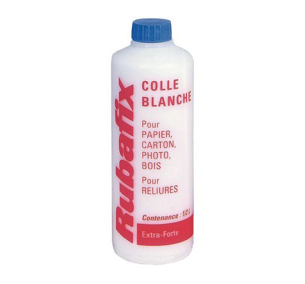 Lot de 4 1/2 litre colle blanche - flacon de 500 ml - Rubafix