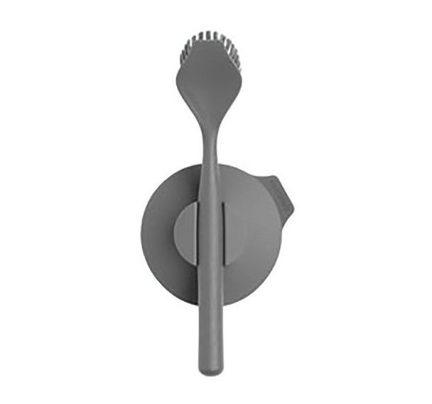 Lot de 4 Brosse vaisselle en plastique à ventouse grise foncée