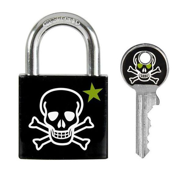 Lot de 4 Cadenas à clé en métal imprimé tête de mort 3430EUR