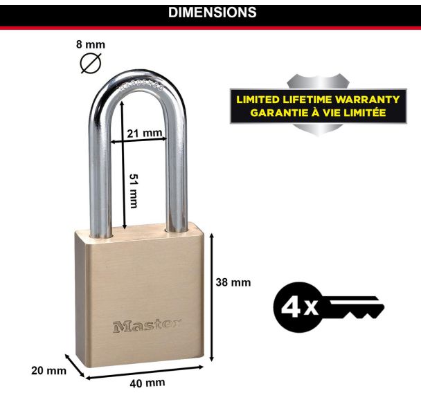 Lot de 4 Cadenas à clés en laiton nº576