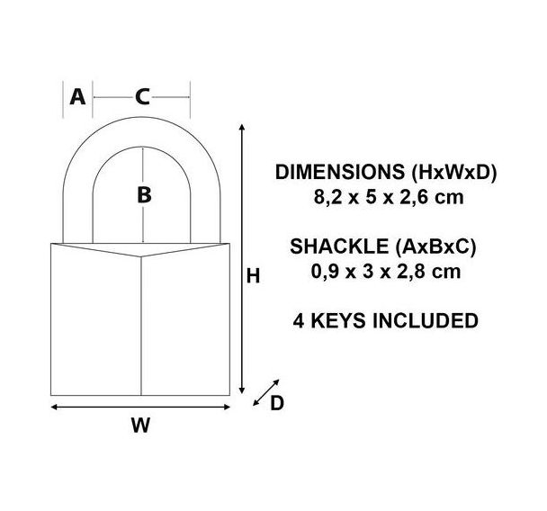 Lot de 4 Cadenas à clés réversibles nº1155