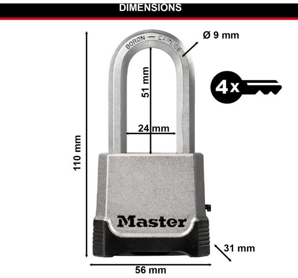 Lot de 4 Cadenas à combinaison Excell nºM176LH
