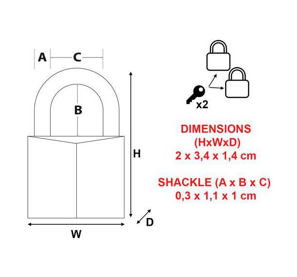 Lot de 4 Cadenas en aluminium massif recouvert - 20mm