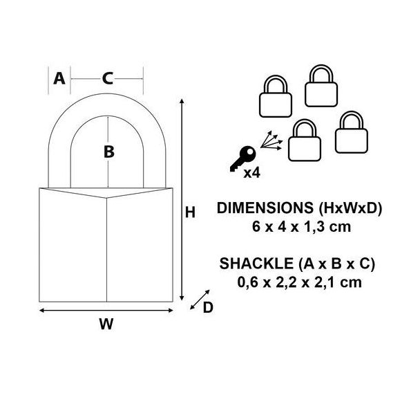 Lot de 4 Cadenas en laiton massif - Largeur 40 mm