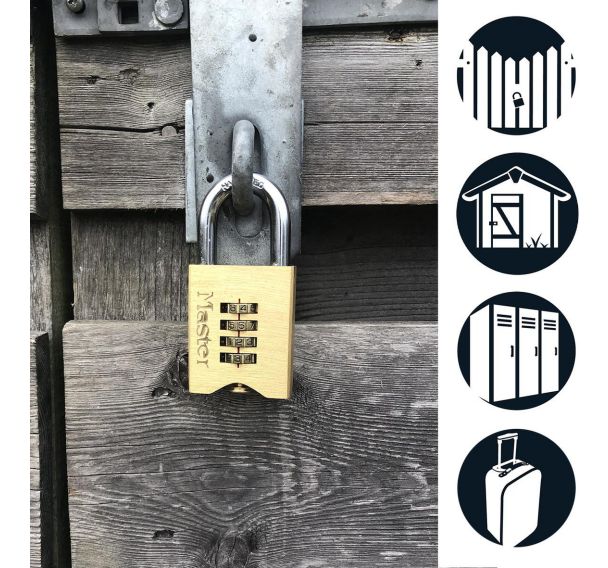 Lot de 4 Cadenas laiton massif à combinaison - Largeur 50mm