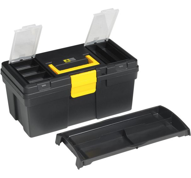 Lot de 4 Caisse à outils McPlus Promo 16 noire et jaune 12L