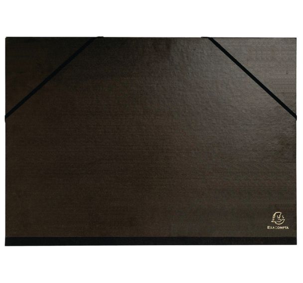 Lot de 4 Carton à dessin kraft noir vernis avec élastiques et 3 rabats