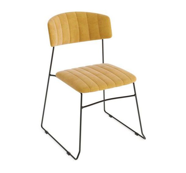 Lot de 4 Chaise empilable MUNDO jaune velours