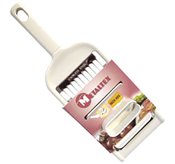 Lot de 4 Coupe tomate manuel lame inox manche et poussoir plastique