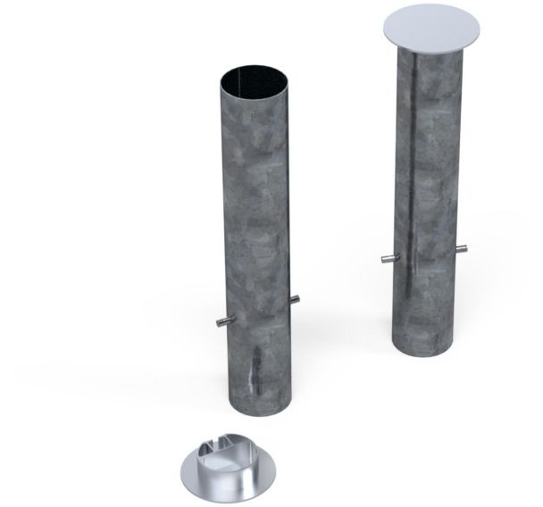 Lot de 4 Fourreaux rond en acier galvanisé diam. 80 mm