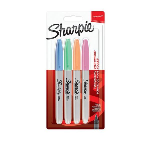 Lot de 4 Marqueurs permanent Sharpie Fine - assortis pastel