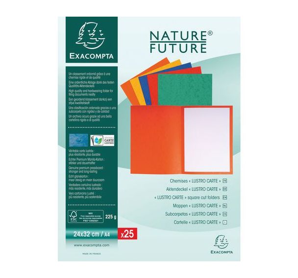 Lot de 4 Paquet de 25 chemises lustro-carte 225gm² - 24x32cm
