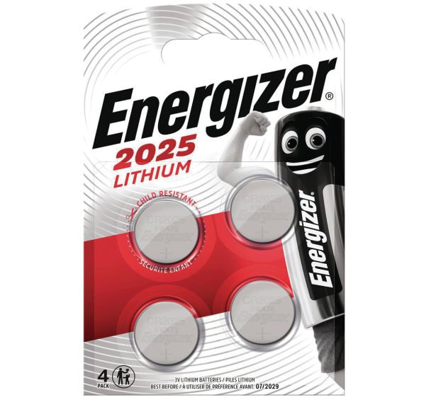 Lot de 4 Piles miniatures Lithium CR 2025 - Lot de 4