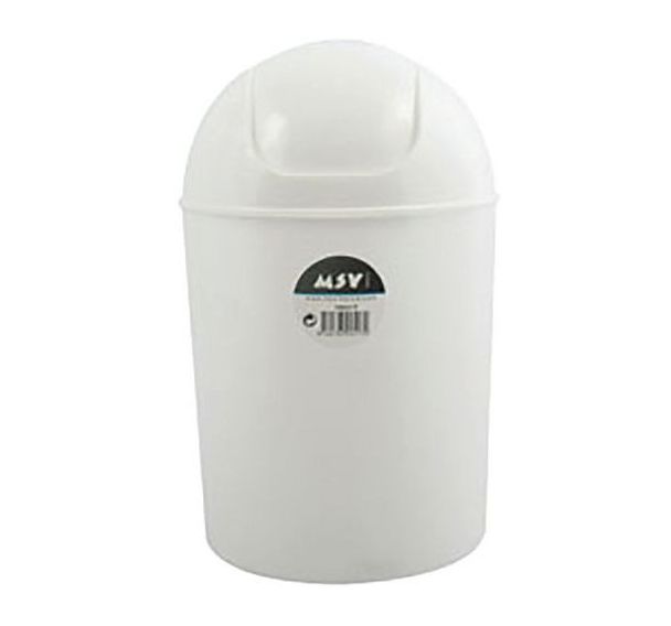 Lot de 4 poubelles plastique ronde à bascule pour SDB 7 L blanc