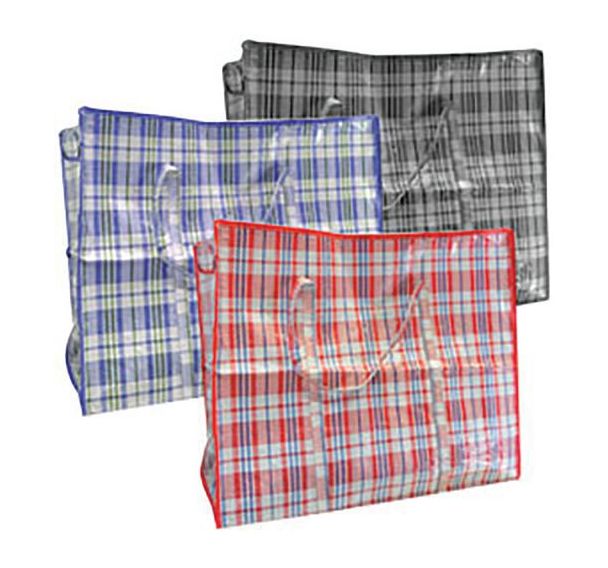 Lot de 4 Sac de course carreaux zip coloris assortis