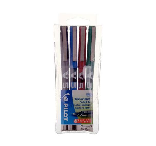 Lot de 4 Stylos HI-TECPOINT - Pointe baguée Ø 0.5 mm - Assorti