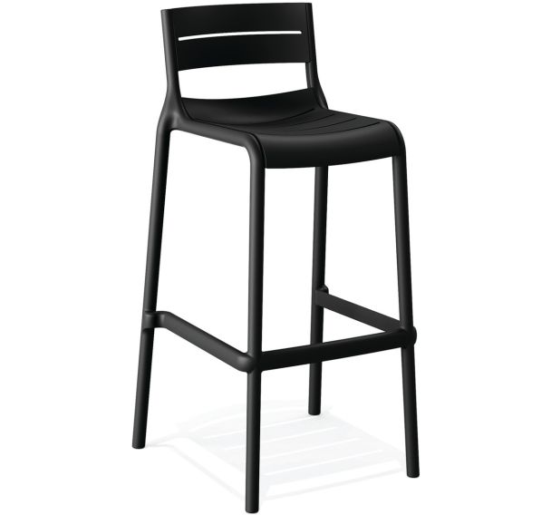 Lot de 4 Tabouret empilable CALOR en PP - Noir