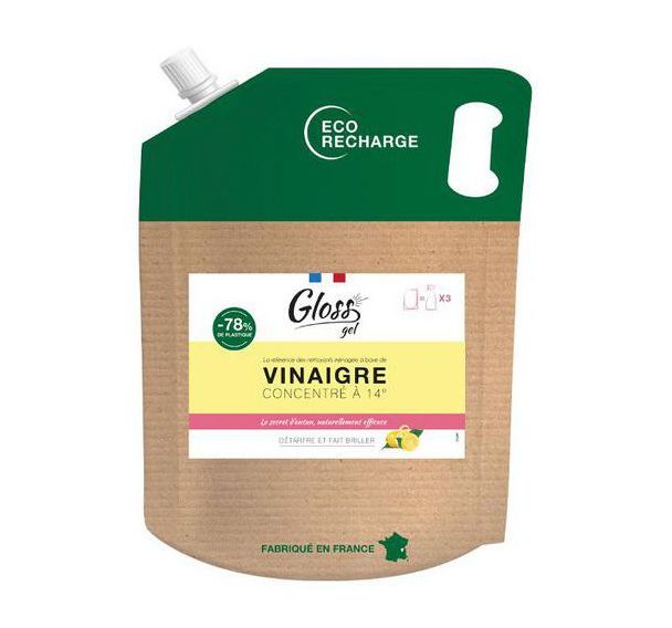 Lot de 4 Vinaigre blanc 14° eco recharge - 2,5L - Gloss