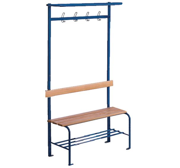 Lot de 4 bancs vestiaire lattes bois 4 à 8 patères 1 ou 2 m avec porte-sacs