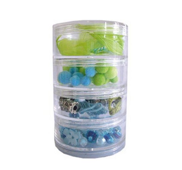 Lot de 4 boites rondes plastique empilables Ø 70 mm